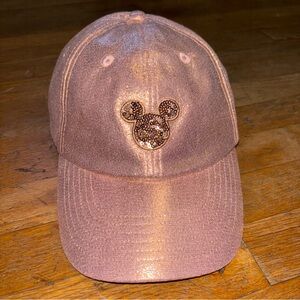 Disney Parks Rose Gold Sequined Baseball Cap